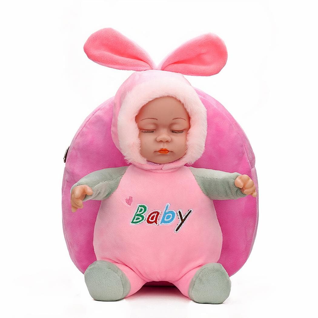 Sac à dos en peluche avec poupon - rose