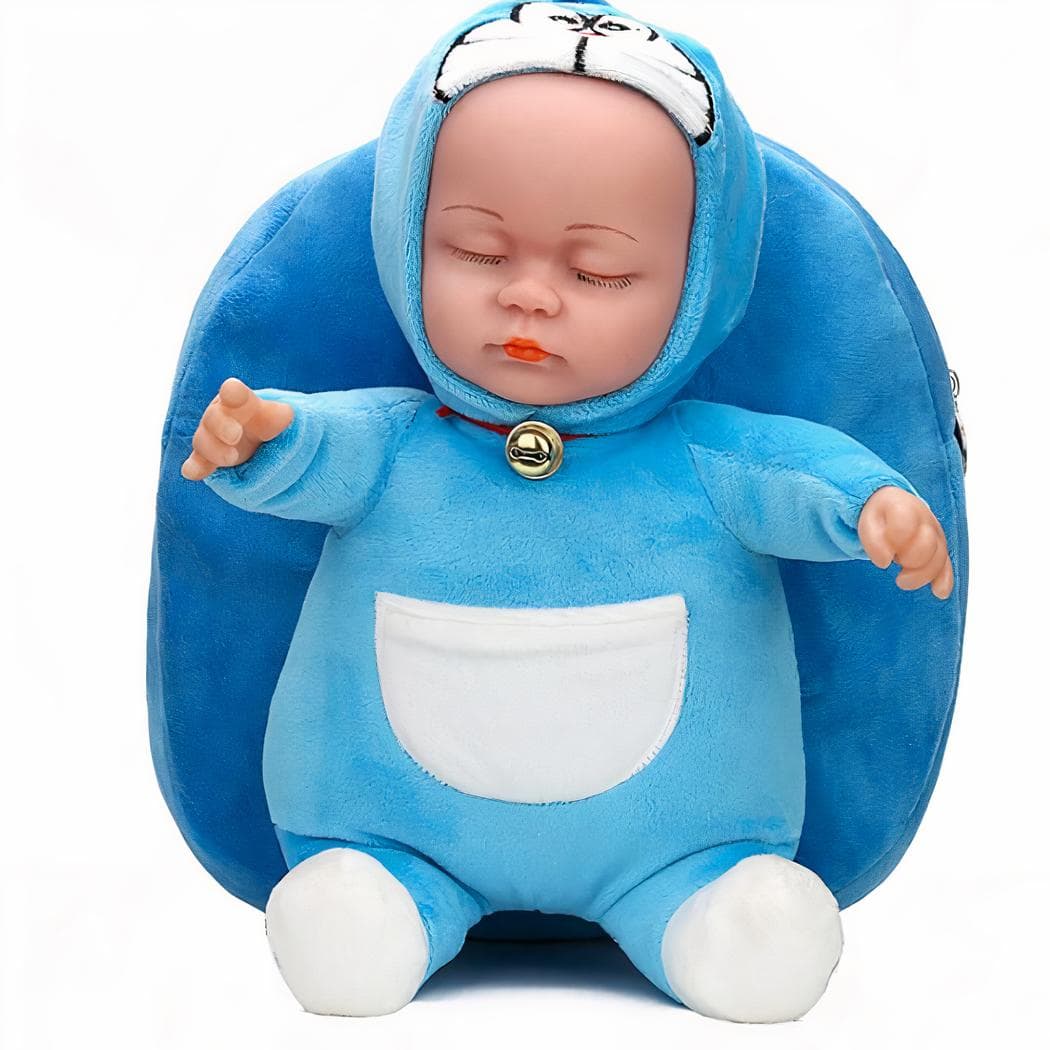 Sac à dos en peluche avec poupon - bleu