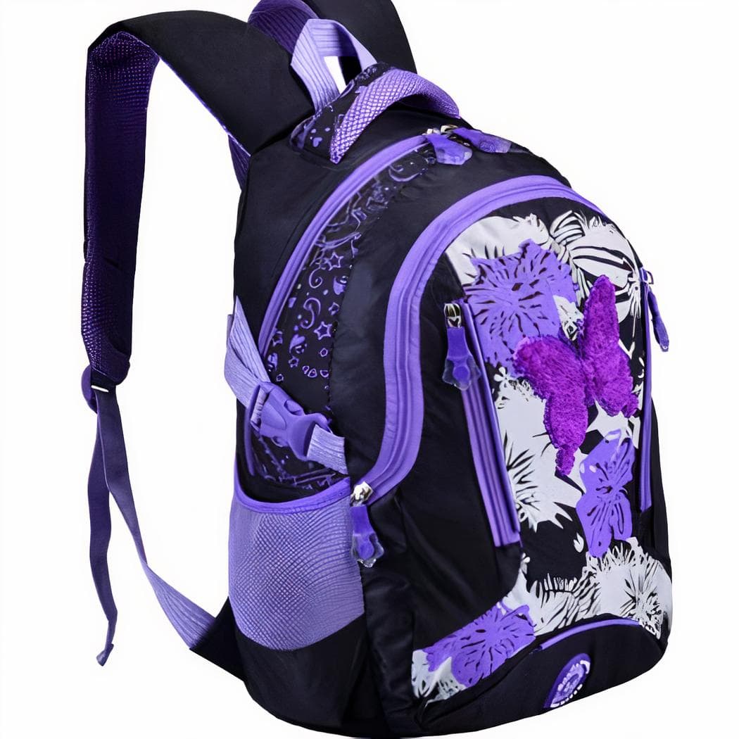 Sac à dos fille coloré motif papillon - noir