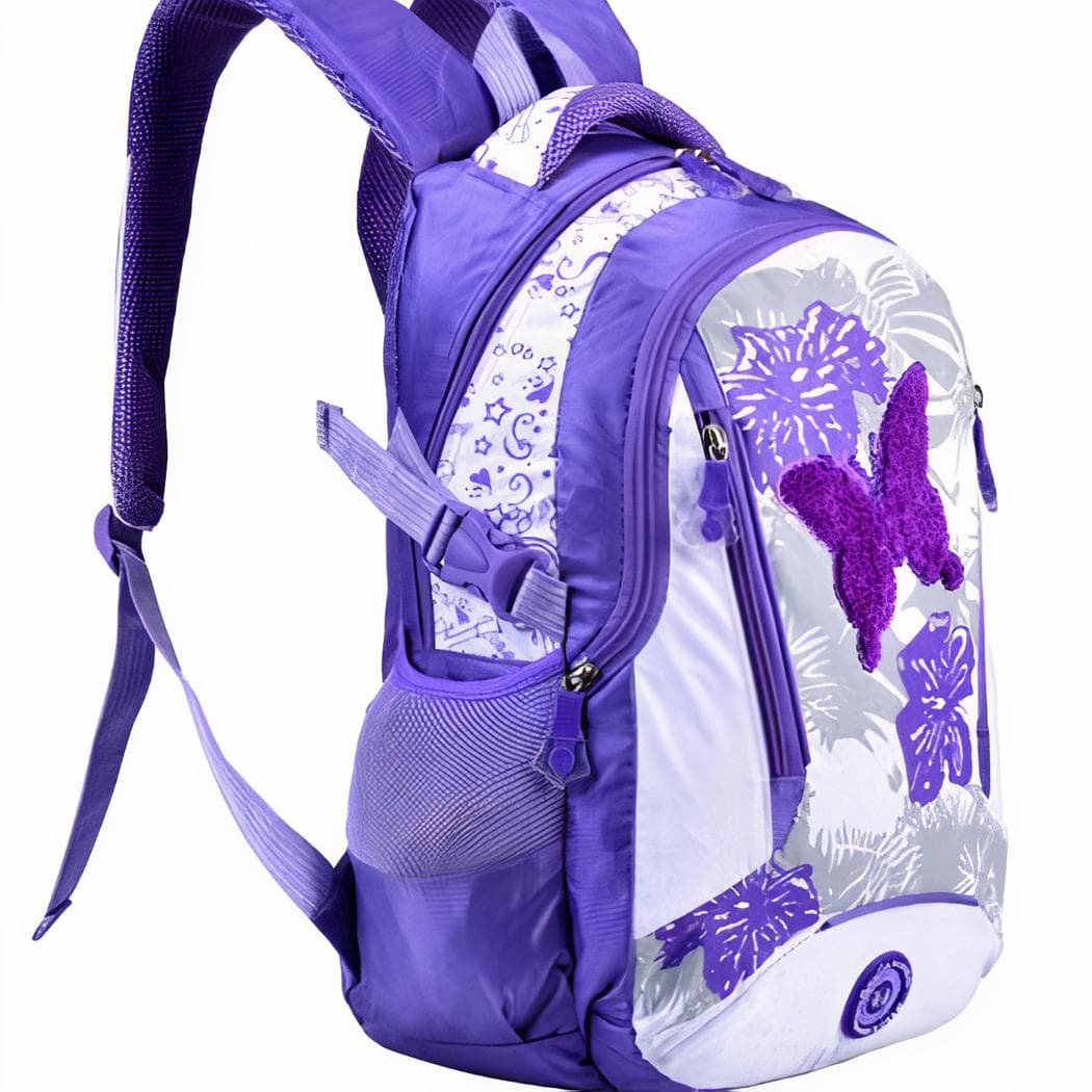 Sac à dos fille coloré motif papillon - violet