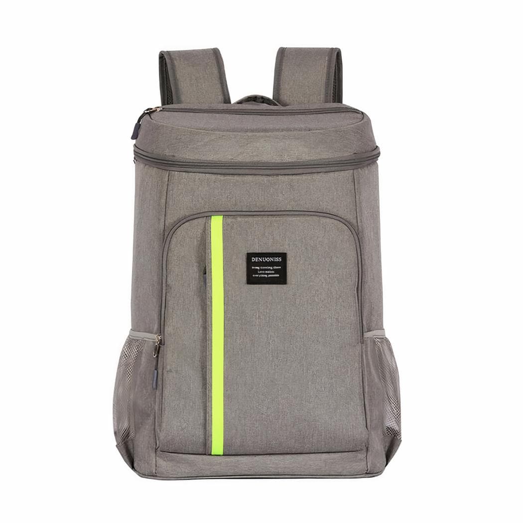 Sac à dos pique-nique isotherme avec bande verte - gris