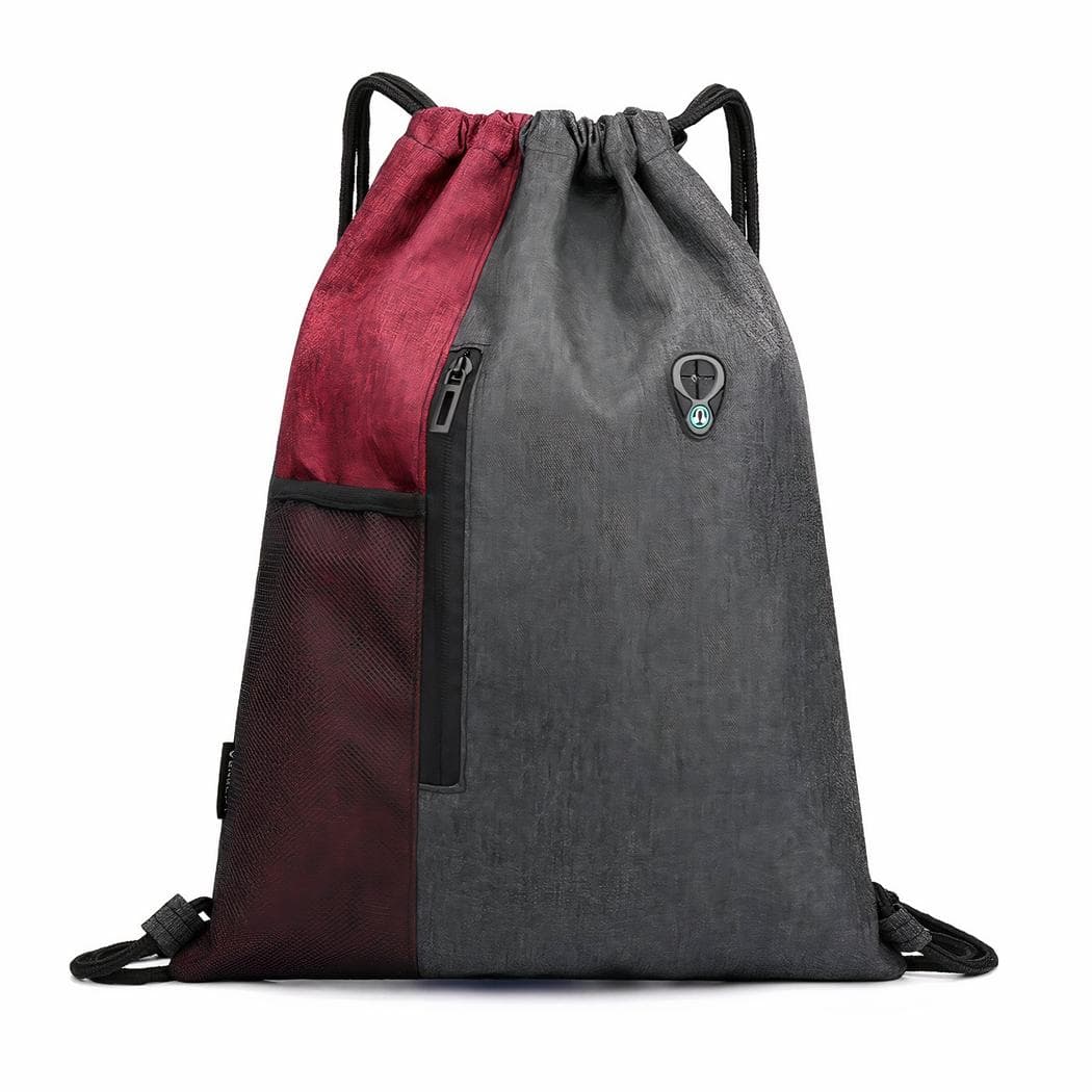 Sac à dos sport deux tons à cordon - rouge