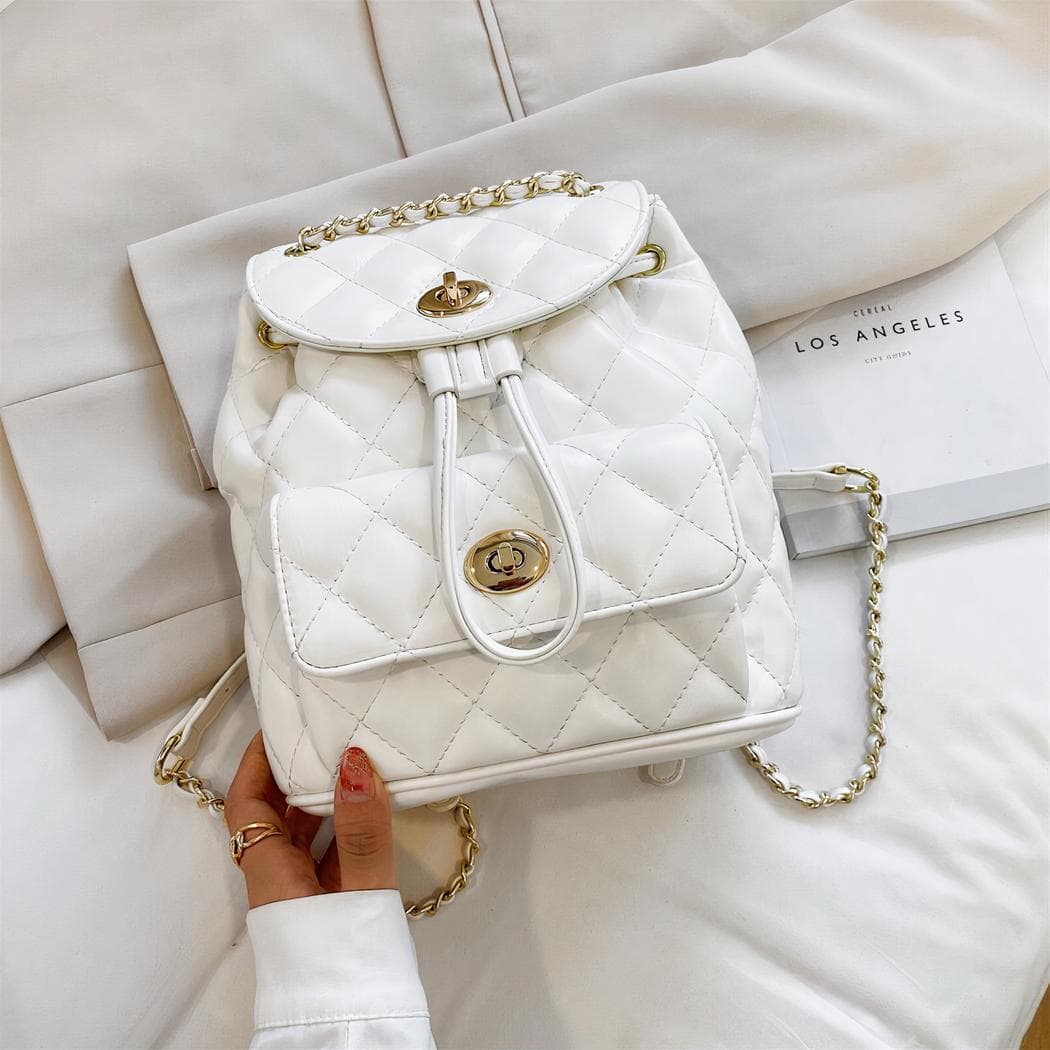 Sac à dos matelassé en cuir synthétique - blanc