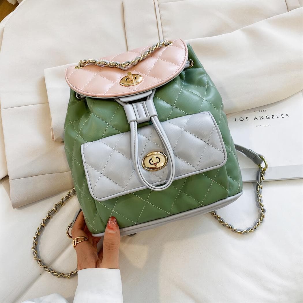 Sac à dos matelassé en cuir synthétique - vert