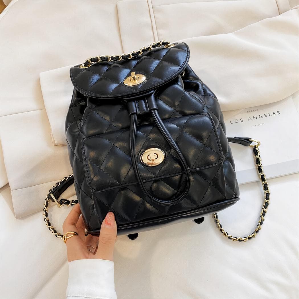 Sac à dos matelassé en cuir synthétique - noir