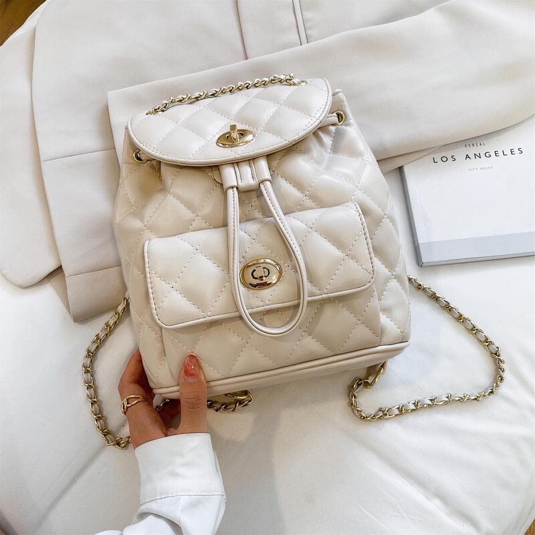 Sac à dos matelassé en cuir synthétique - beige