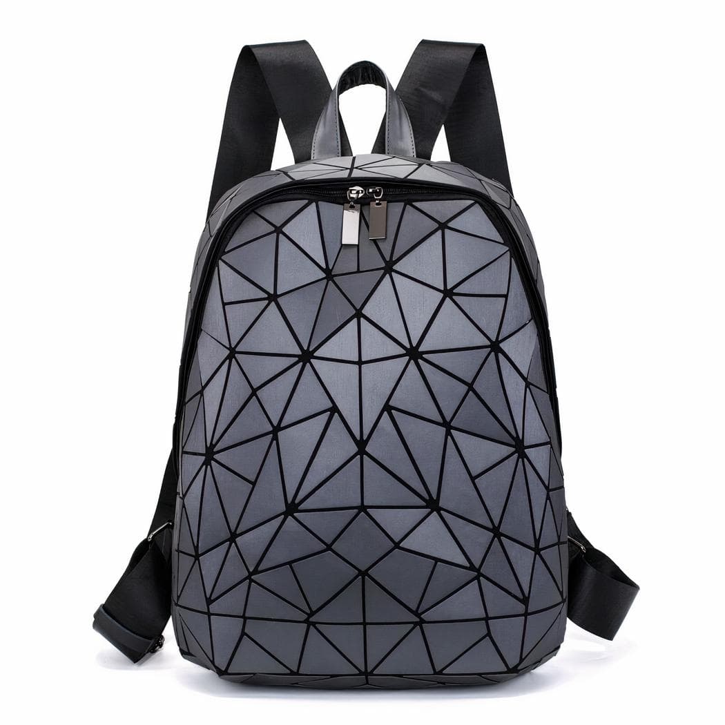 Sac à dos femme motif hologramme géométrique - gris