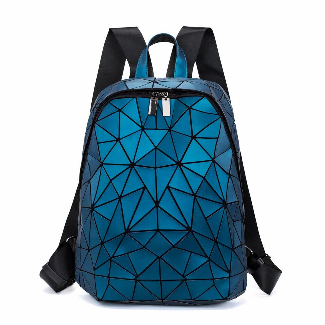 Sac à dos femme motif hologramme géométrique - bleu