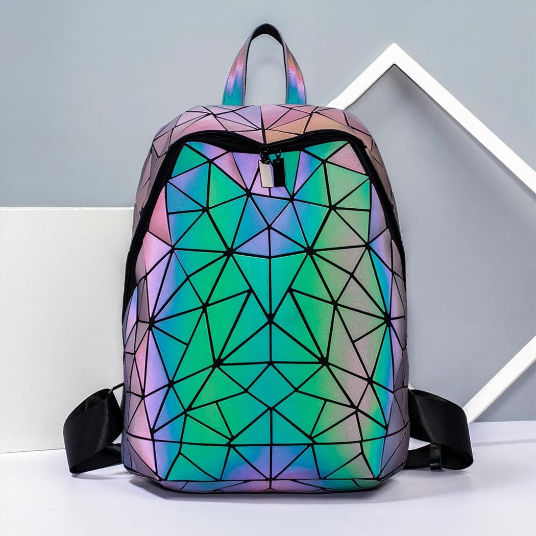 Sac à dos femme motif hologramme géométrique - vert
