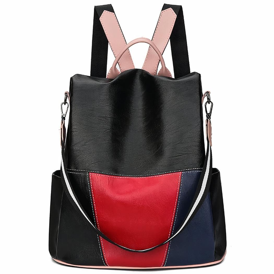 Sac à dos luxe tricolore pour femme - noir