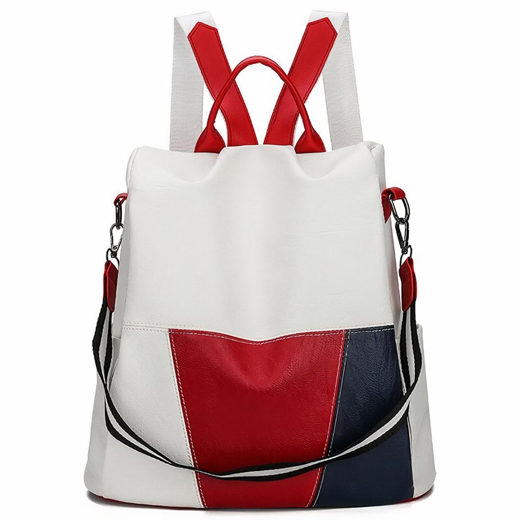 Sac à dos luxe tricolore pour femme - blanc