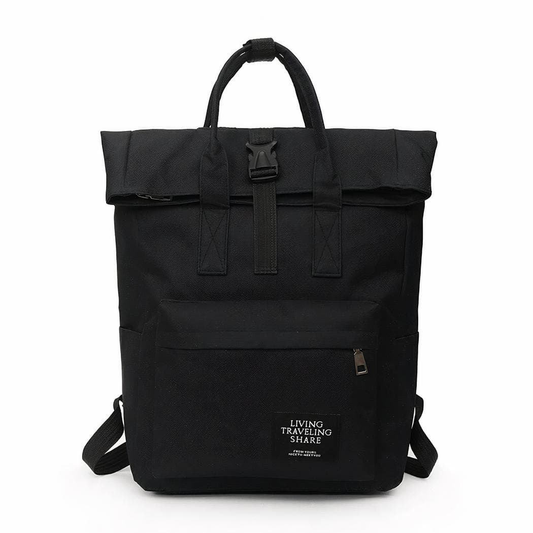 Sac à dos d'ordinateur rolltop pour femme - noir