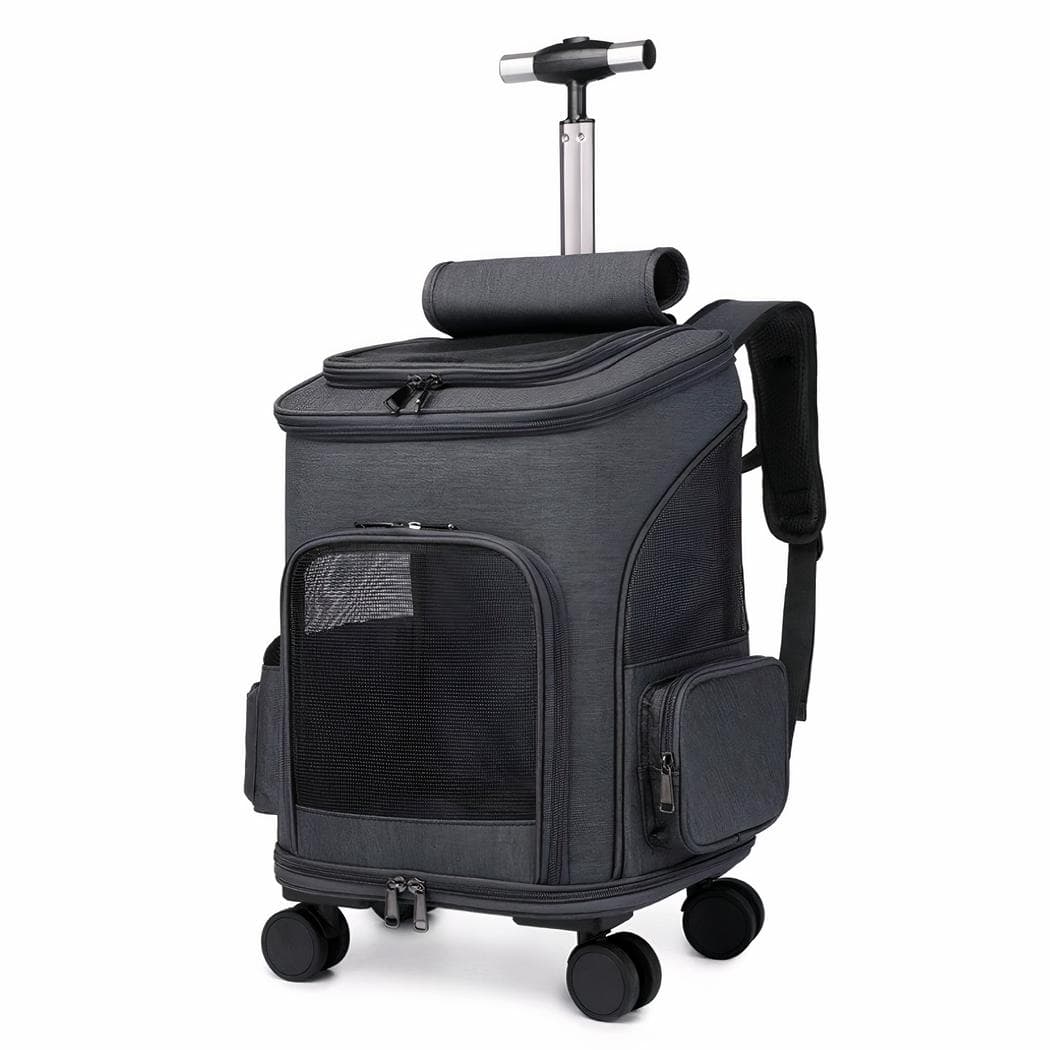 Sac à dos animaux portable avec chariot - noir