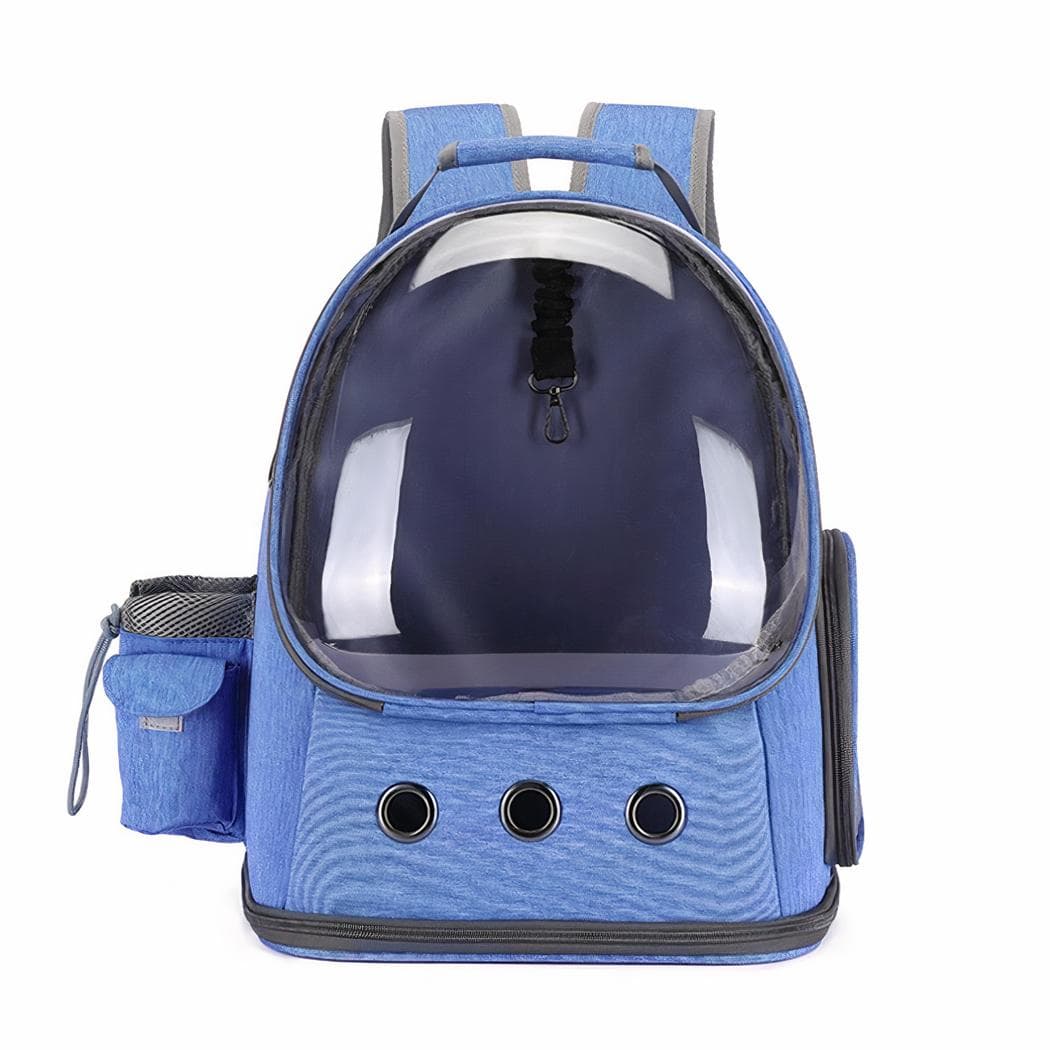 Sac à dos chat double poche et transparent - bleu