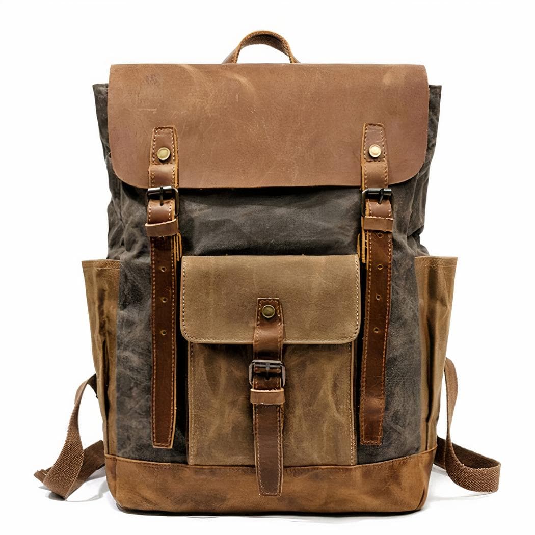 Sac à dos vintage en toile enduite - gris
