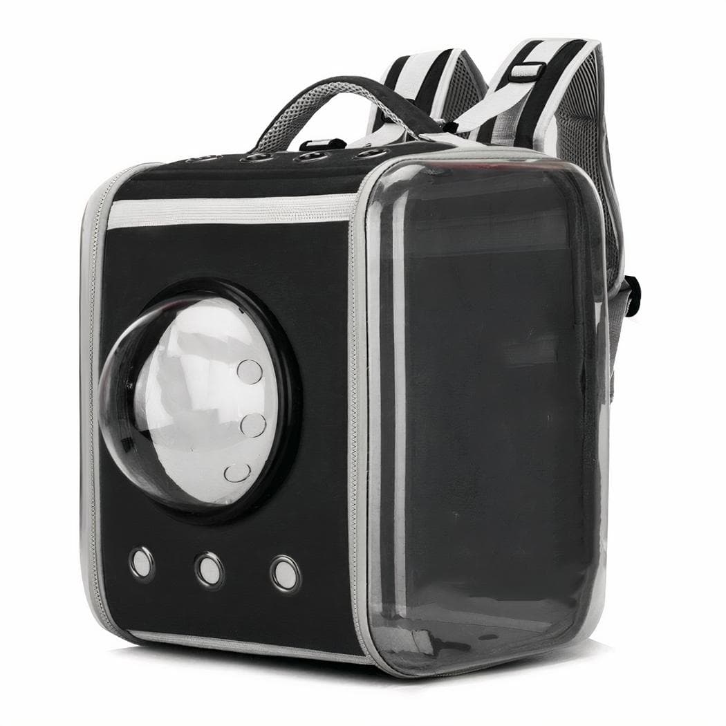Sac à dos transparent forme carré pour animaux - noir