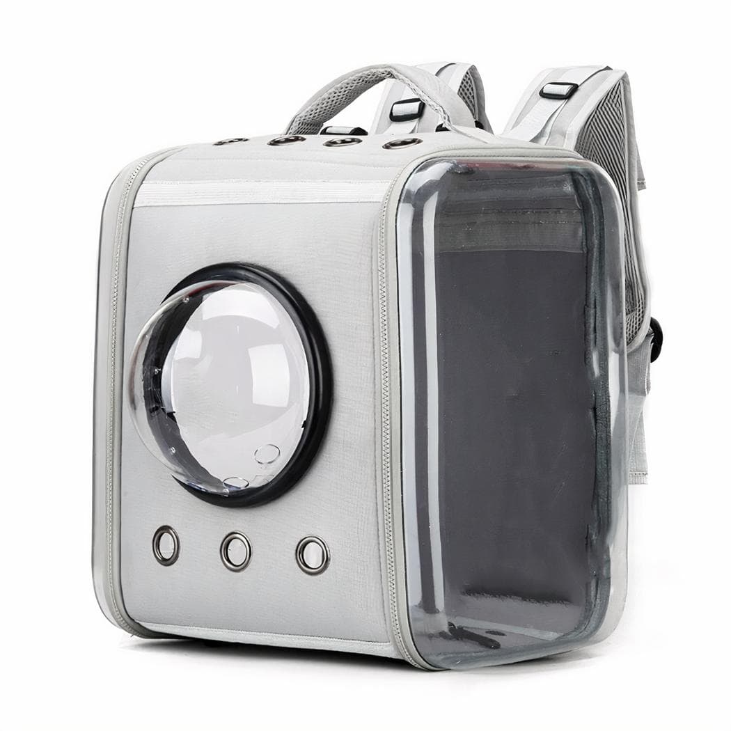 Sac à dos transparent forme carré pour animaux - gris