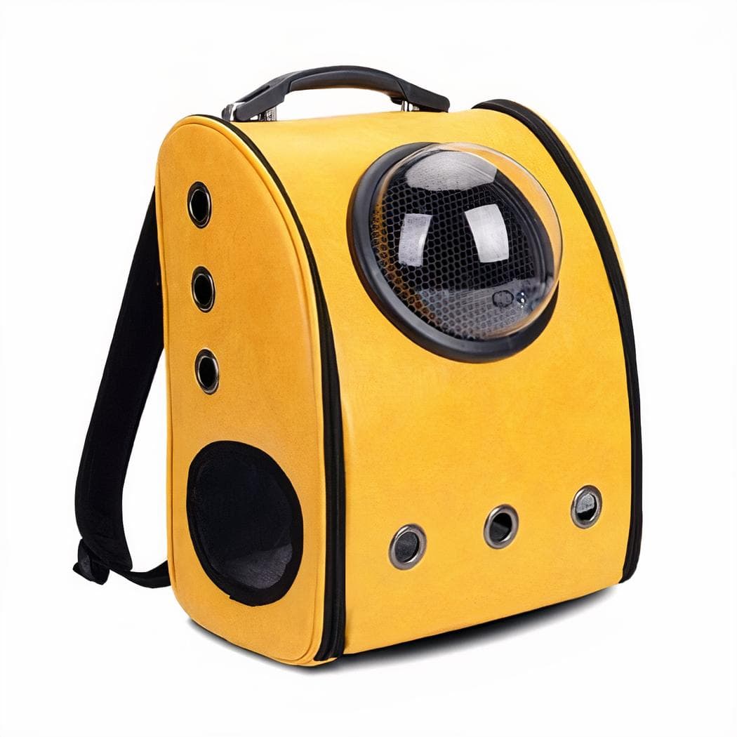 Sac à dos pour animaux couleur unie à fenêtre - jaune