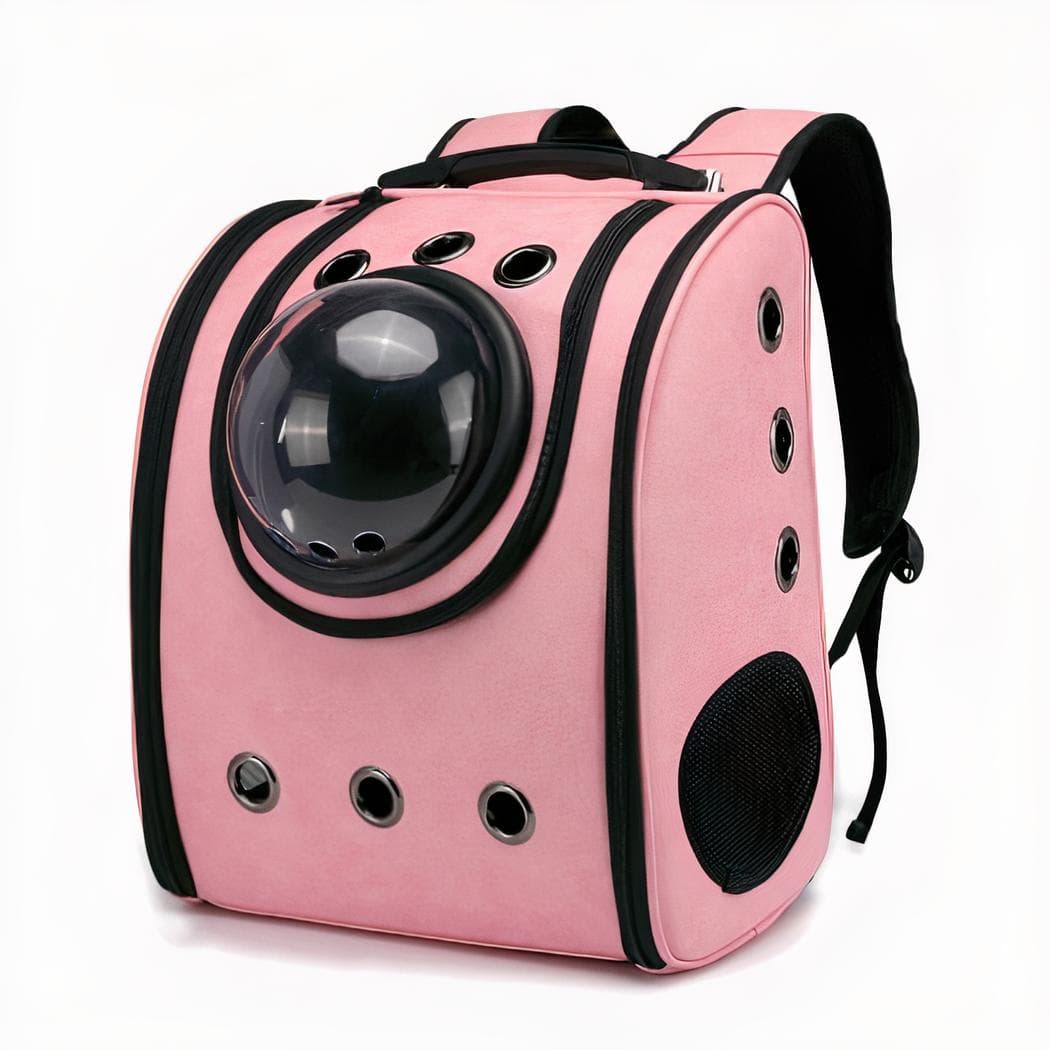 Sac à dos pour animaux couleur unie à fenêtre - rose