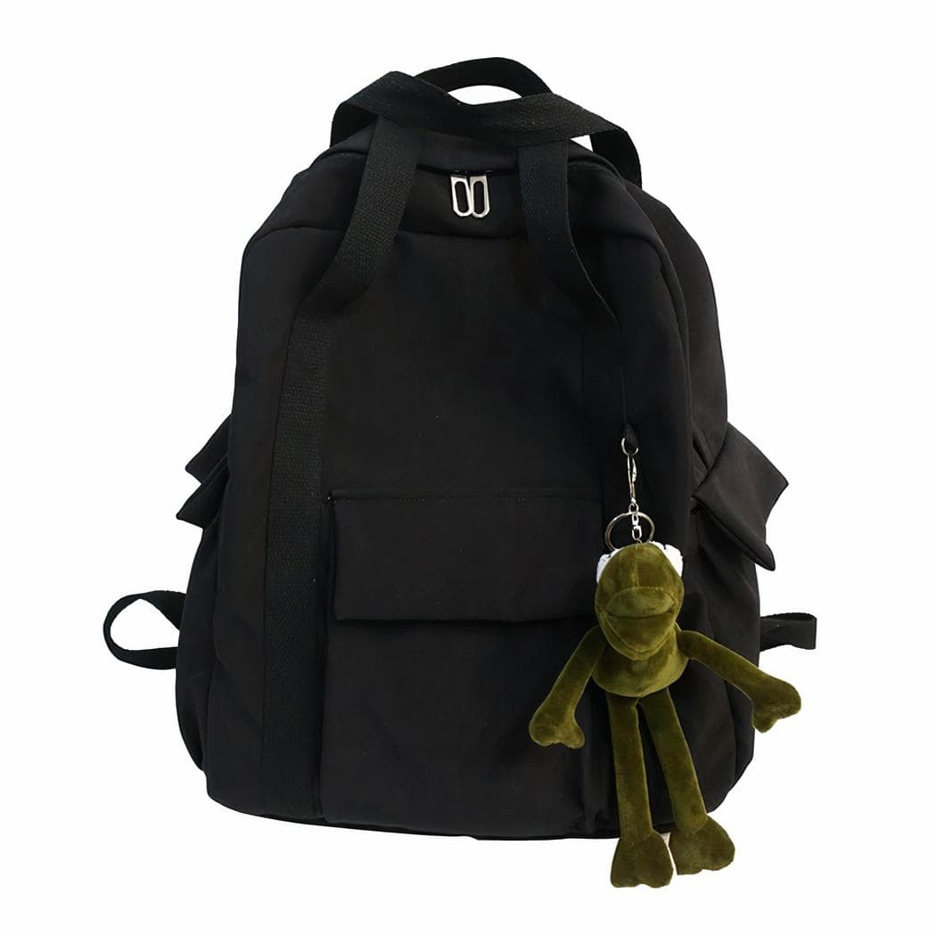 Sac à dos femme avec minipeluche grenouille - noir