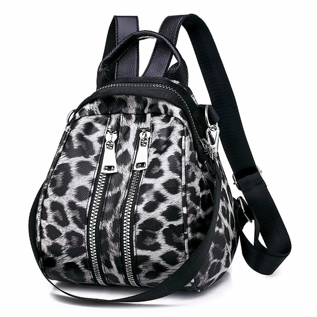 Petit sac à dos femme avec imprimé léopard - noir