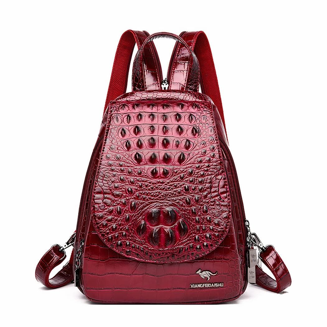 Sac à dos luxe motif croco pour femme - rouge