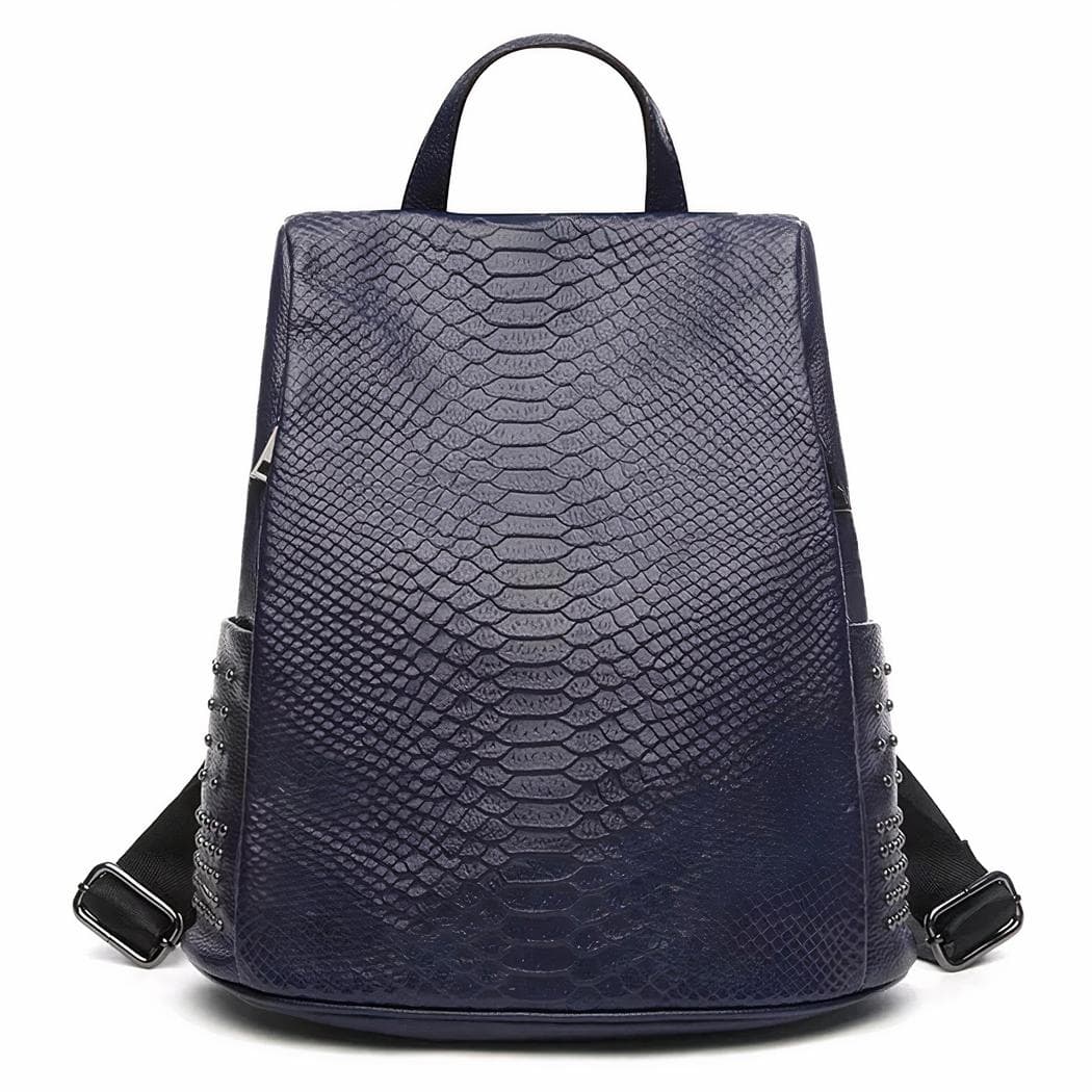 Sac à dos élégant motif croco pour femme - bleu