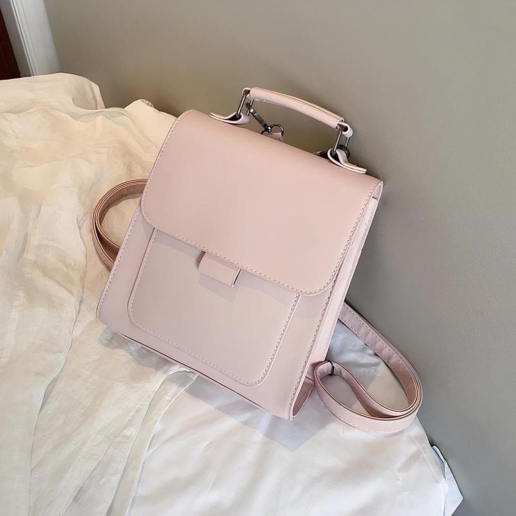 Sac à dos femme petit format lignes épurées - rose