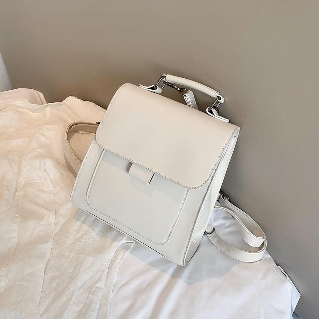 Sac à dos femme petit format lignes épurées - blanc
