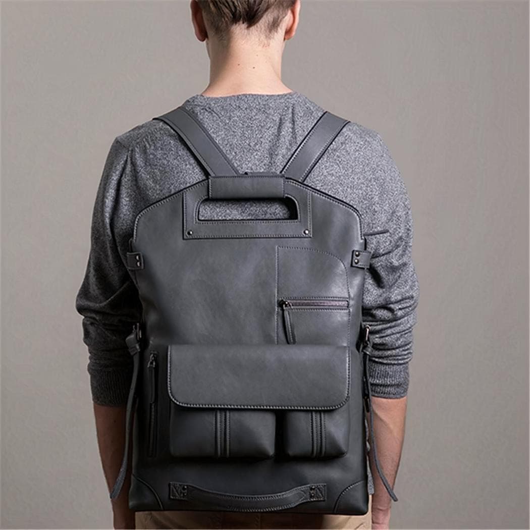 Sac à dos en cuir design - gris