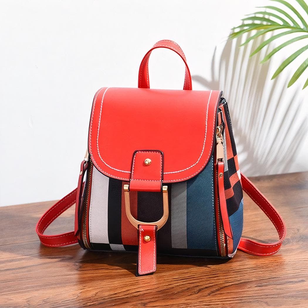 Sac à dos vintage multicolore - rouge