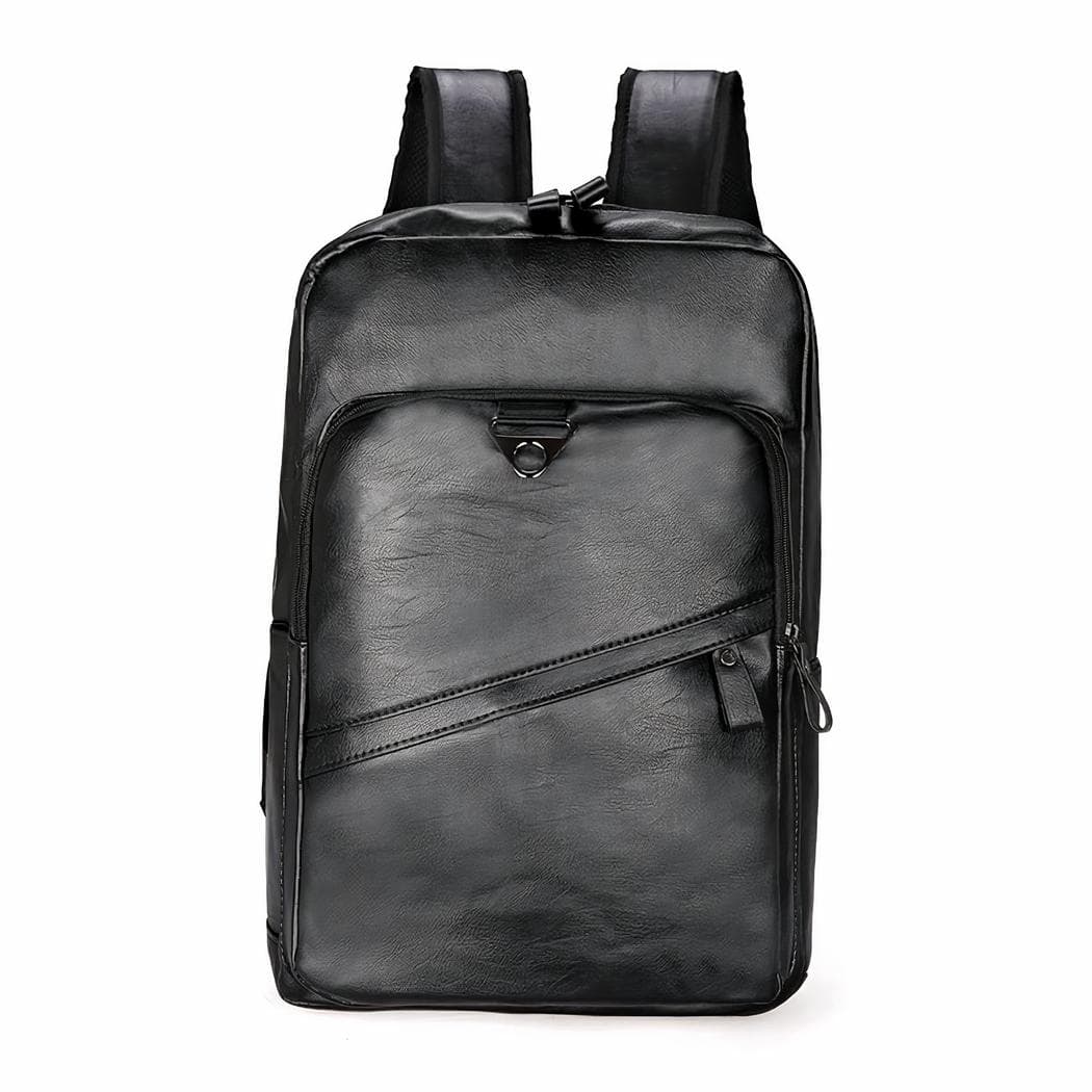 Sac à dos d'ordinateur en similicuir - noir