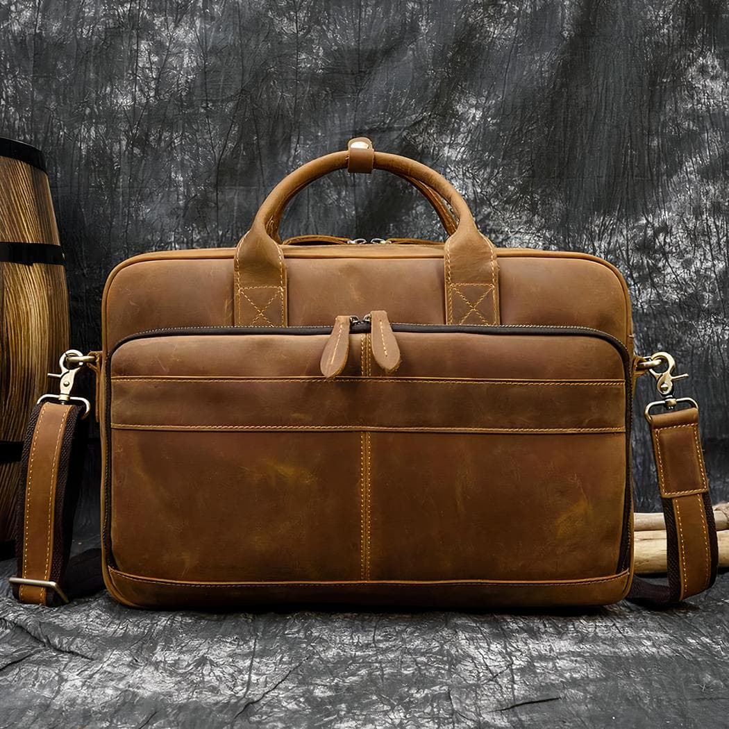 Sac cartable homme style vintage - beige