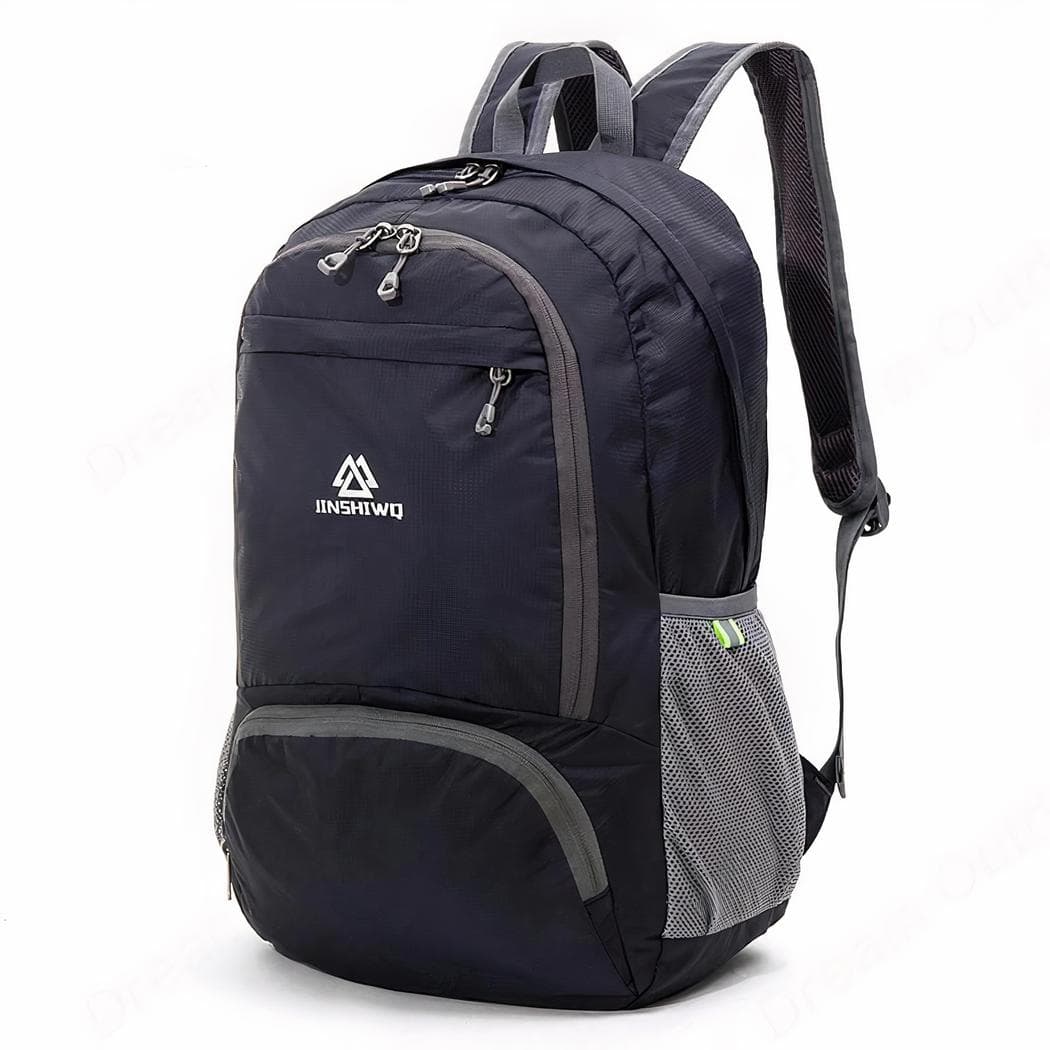 Sac à dos randonnée pliable en nylon étanche et léger - noir