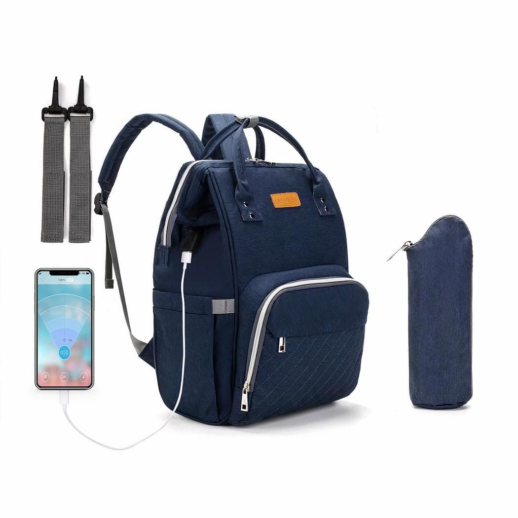 Sac à langer avec port USB et sac isotherme - bleu
