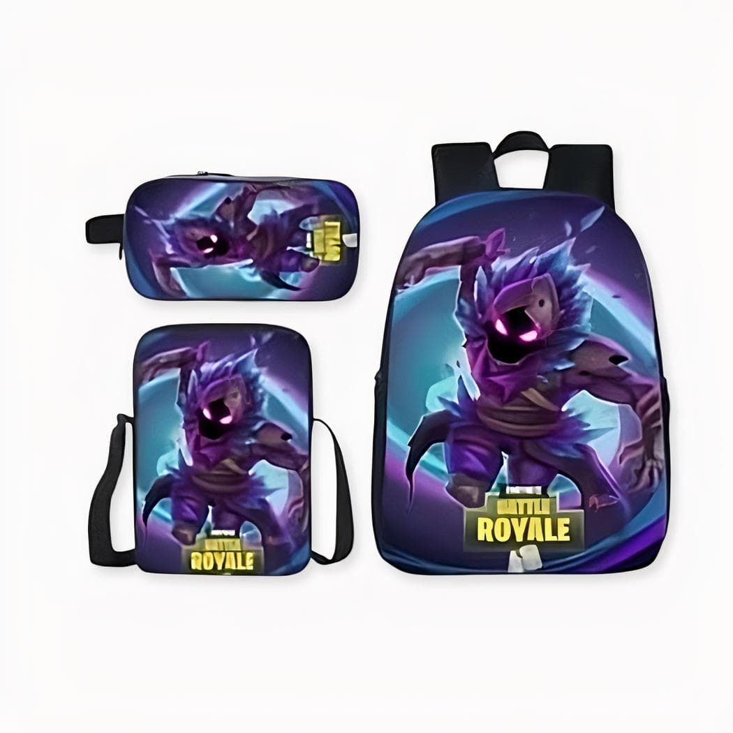 Sac à dos Fortnite noir et violet avec ses accessoires