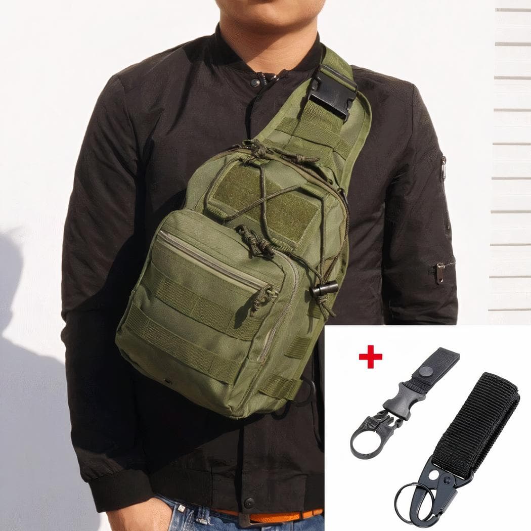 Sac à dos sacoche militaire souple en bandoulière - vert,avec-sangle