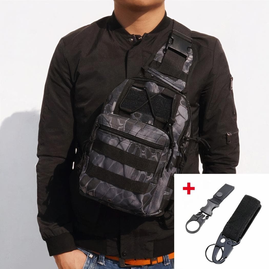 Sac à dos sacoche militaire souple en bandoulière - gris,avec-sangle
