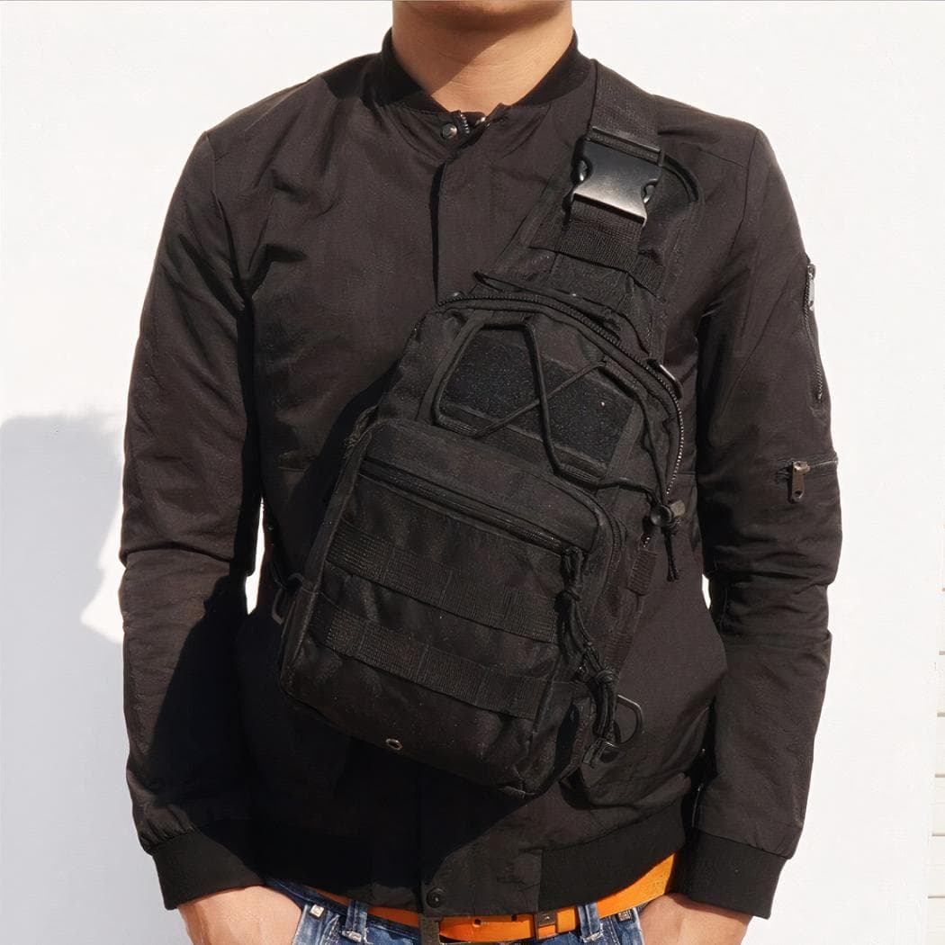 Sac à dos sacoche militaire souple en bandoulière - noir,simple