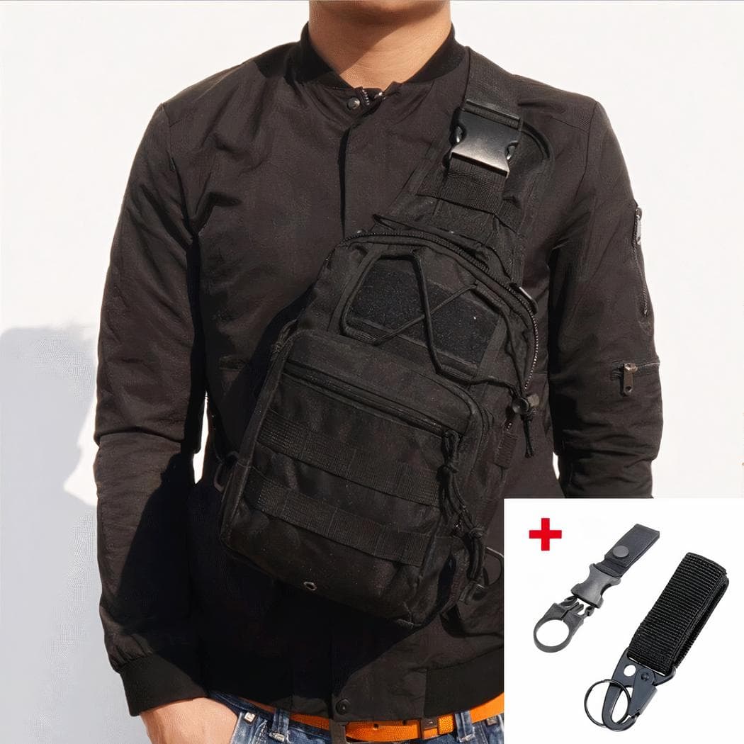 Sac à dos sacoche militaire souple en bandoulière - noir,avec-sangle