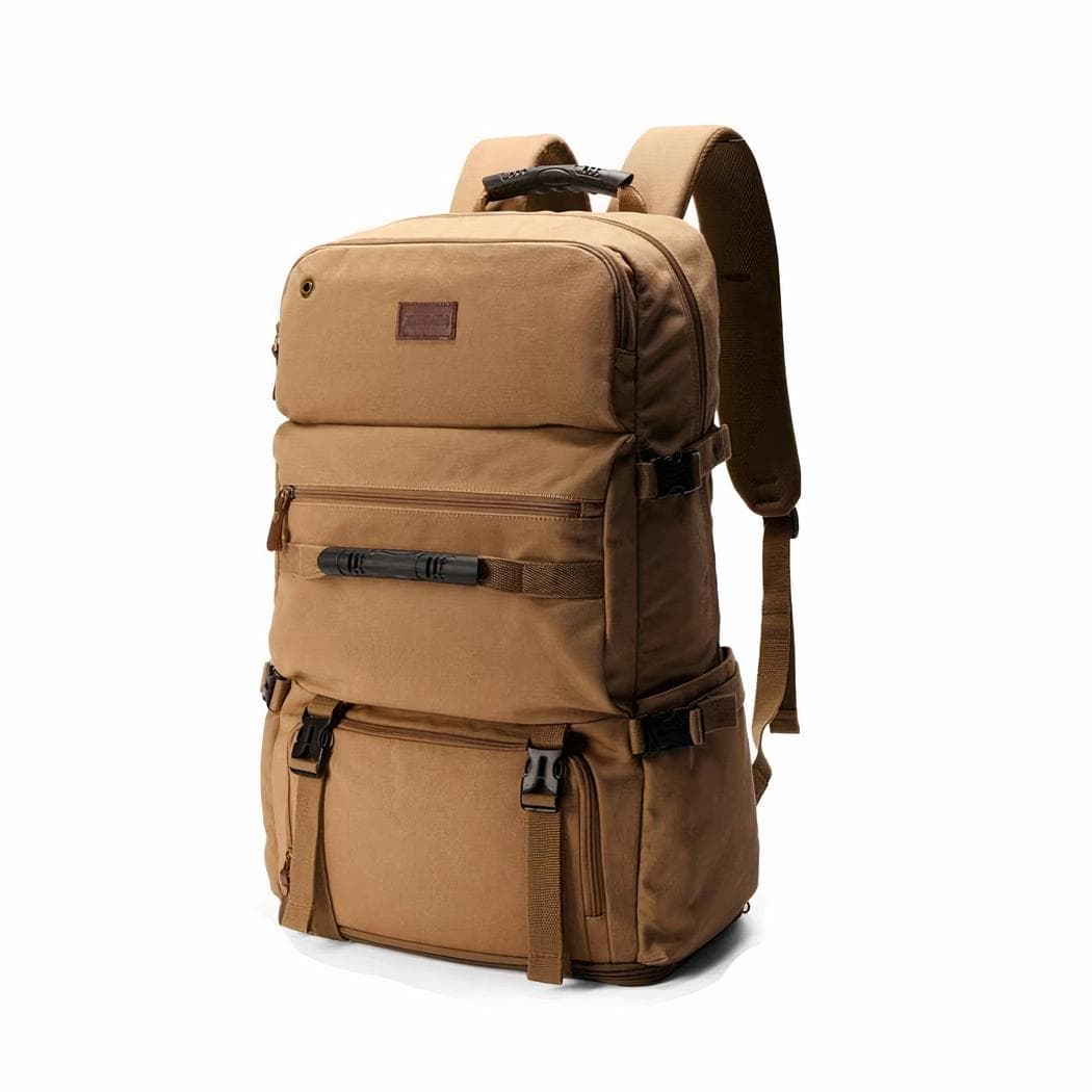 Sac à dos de voyage en toile style militaire - marron,50l