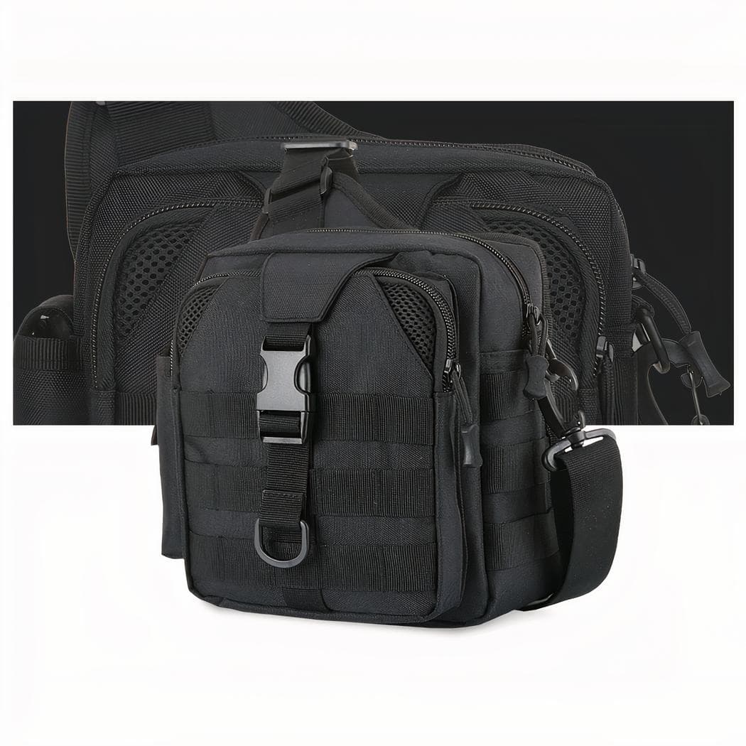 Sac à bandoulière militaire divers compartiments - noir
