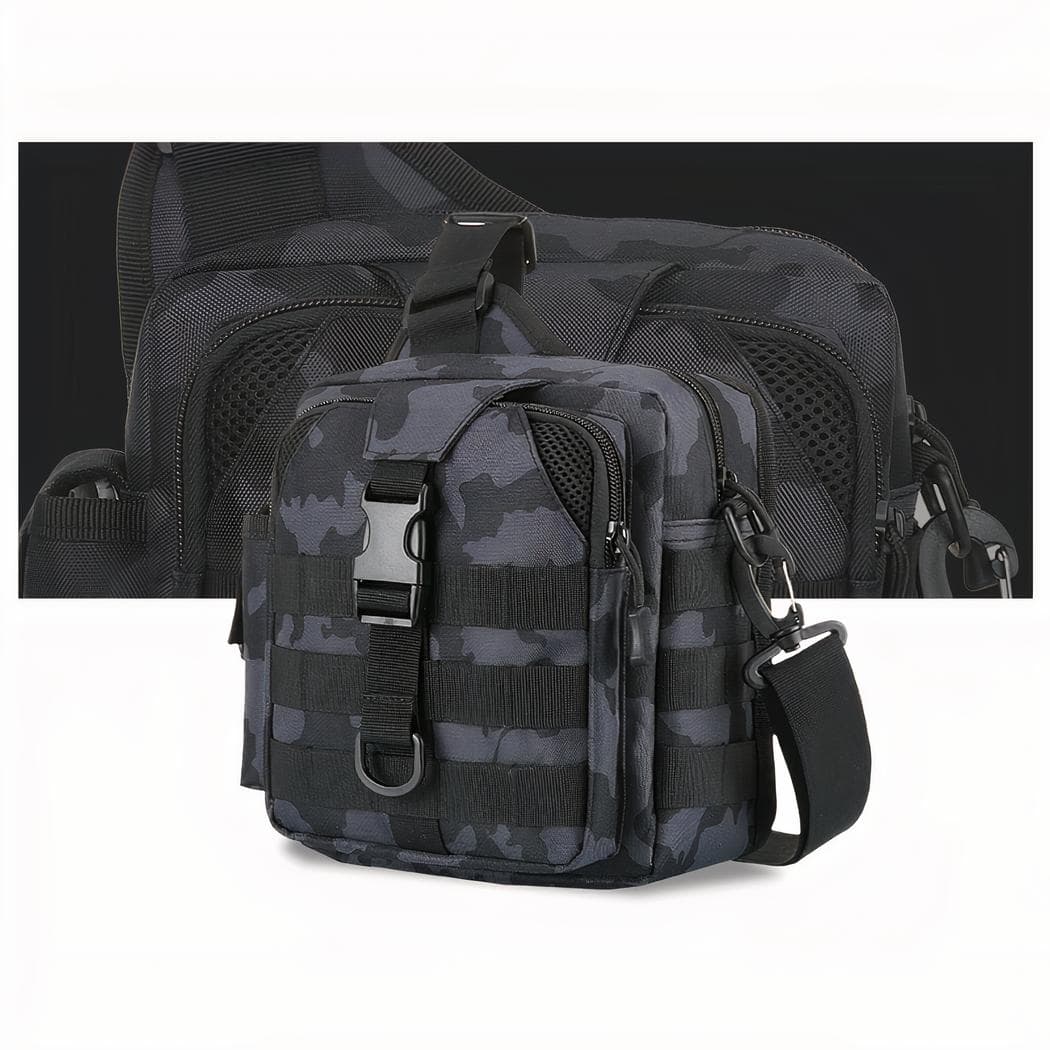 Sac à bandoulière militaire divers compartiments - gris