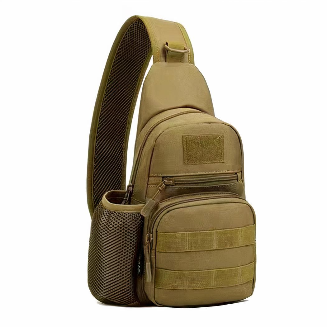 Sac à dos militaire à une épaule avec emplacement pour gourde - marron