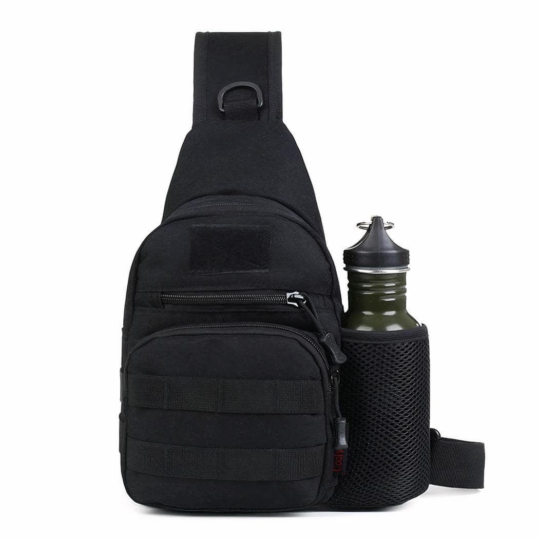 Sac à dos militaire à une épaule avec emplacement pour gourde - noir