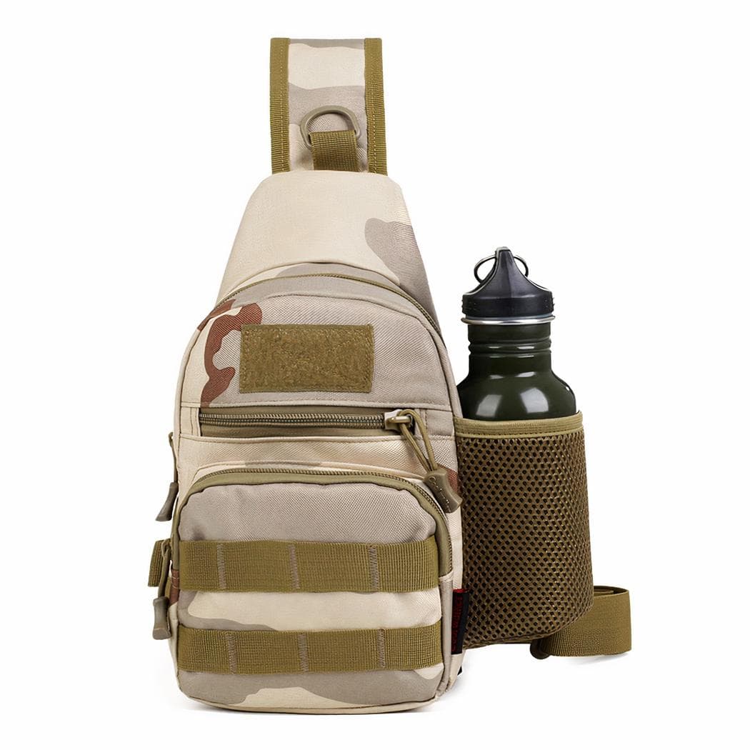 Sac à dos militaire à une épaule avec emplacement pour gourde - beige