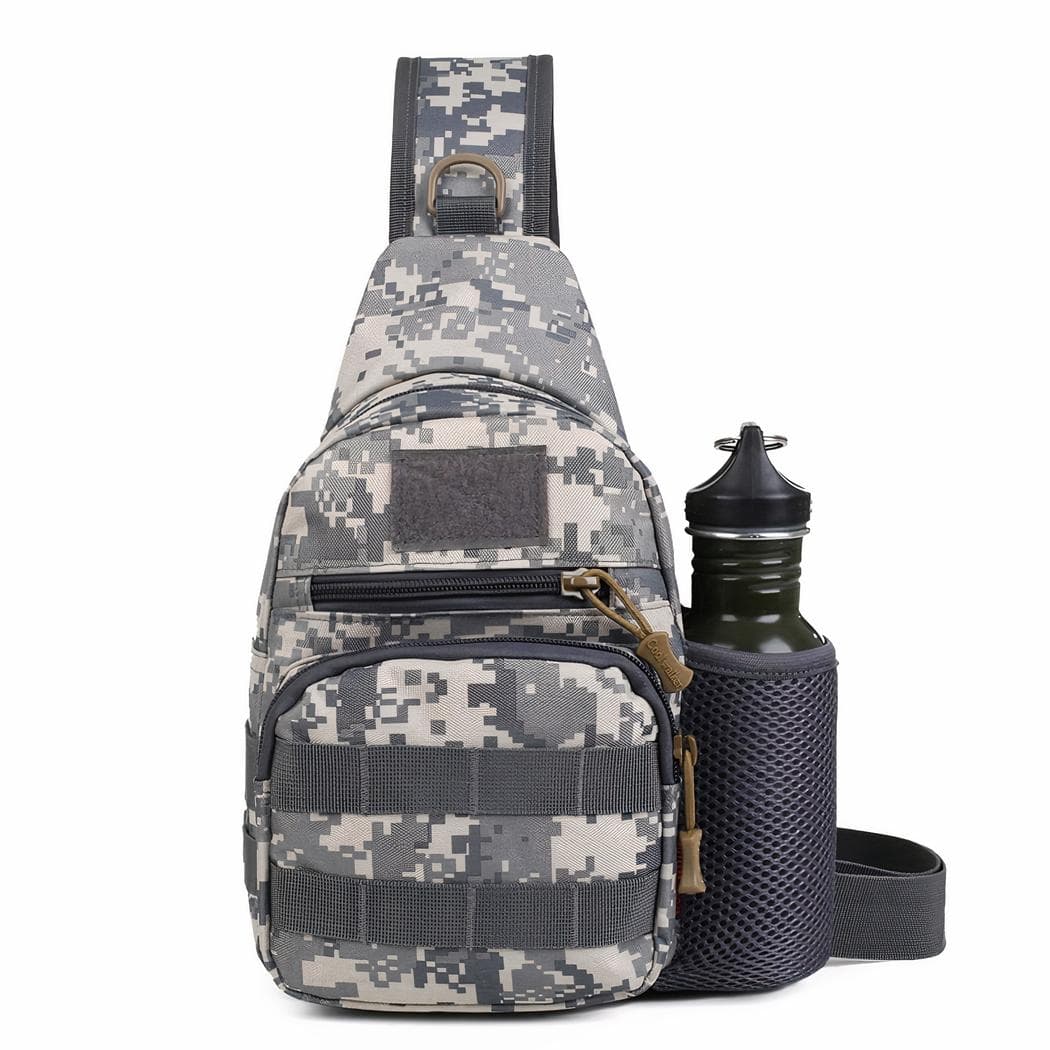 Sac à dos militaire à une épaule avec emplacement pour gourde - gris