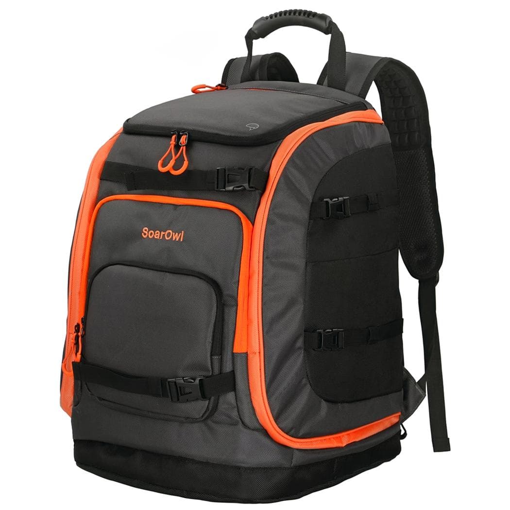 Sac à dos de ski de grande capacité 50L étanche avec attaches pour matériel - orange