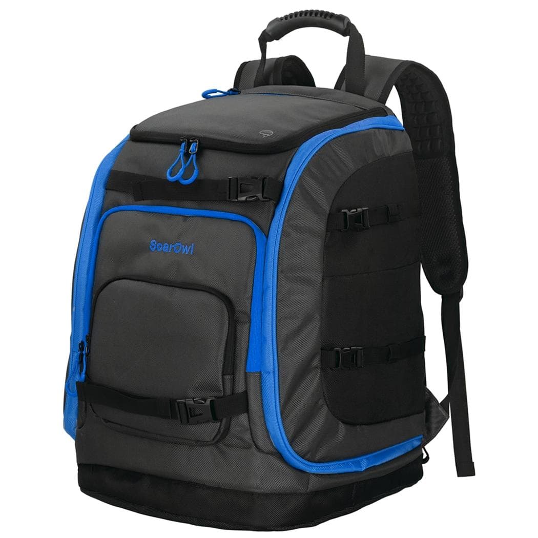Sac à dos de ski de grande capacité 50L étanche avec attaches pour matériel - bleu