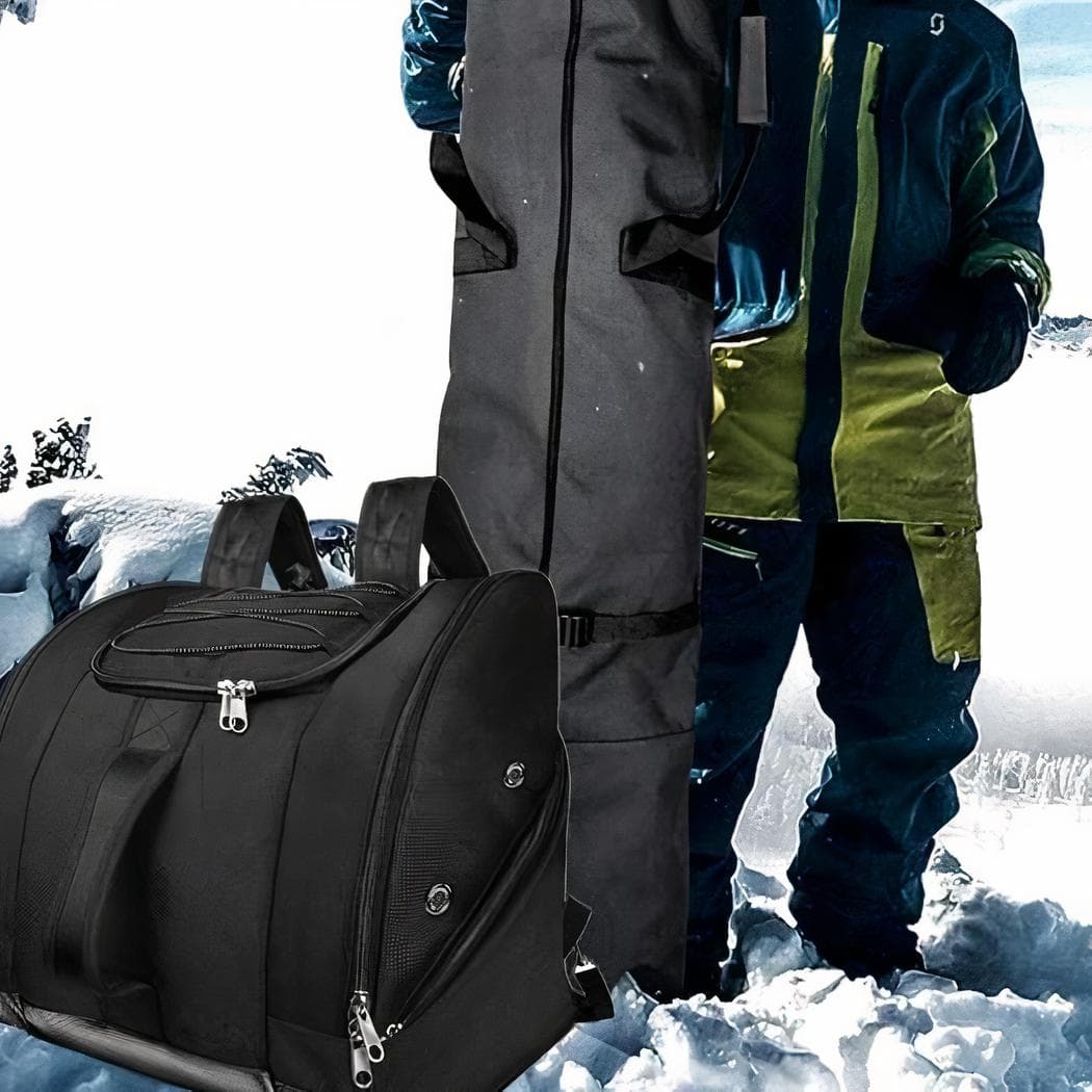 Sac à dos étanche de grande taille pour chaussures et planche de snowboard ou skis - noir